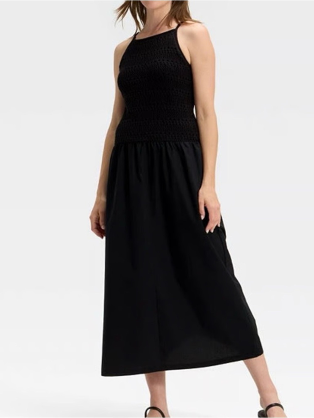 Gothic Deep Black Crochet Bodice Dress Pockets NWT size XXL